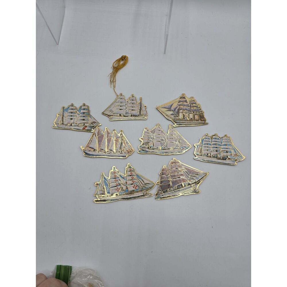 VTG 1979 Merrimack DieCut Decorative Cardboard Sailing Vessels Made in Hong Kong